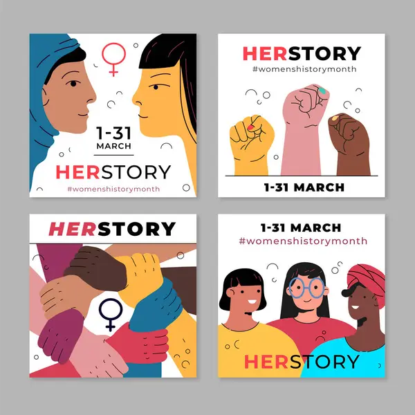 Stock vector Flat women's history month instagram posts collection vector image