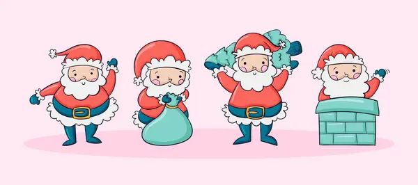 stock vector Hand drawn santa claus characters collection vector image