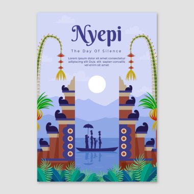 nyepi vektör resmi için düz dikey poster şablonu