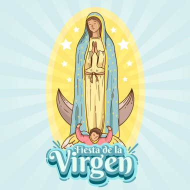 Düz tasarım fiesta de la virgen vektör resmi