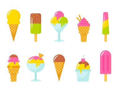 Düz dondurma koleksiyonu vektörü