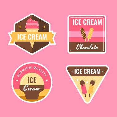 Düz dondurma etiketi koleksiyon vektörü