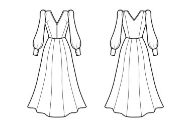 El çizimi elbise taslak çizimi çizim vektör resmi