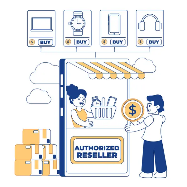 stock vector Hand drawn reseller illustration vector image