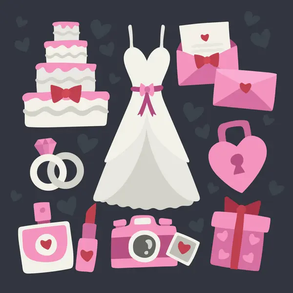 stock vector Cute collection of wedding elements vector image