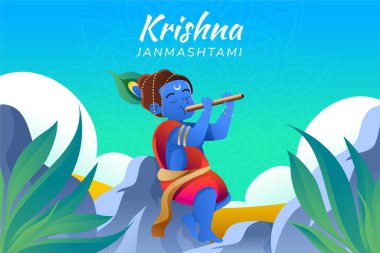 Bebek Krishna vektör resimli mezuniyet Janmashtami illüstrasyonu