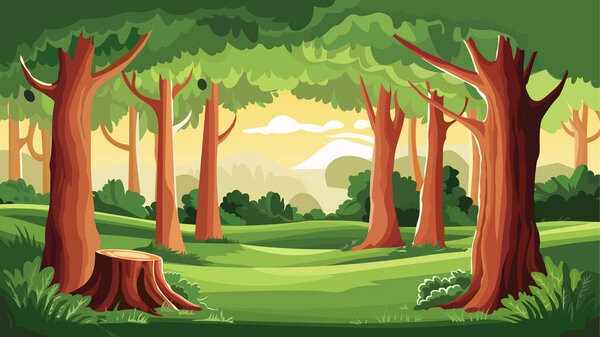 Пейзаж природы фон со многими деревьями