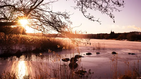 Gölde gün batımı
