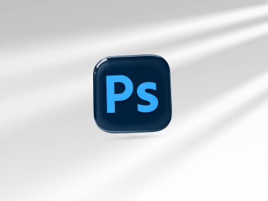 3D görüntüleme Adobe Photoshop Simgesi Beyaz Arkaplan 'da tecrit edildi