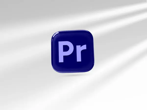 Parlak mavi düğmeli Adobe Pro logosunun 3 boyutlu bir tasarımı. Logo, yumuşak, doğal ışıklandırma ve gölgelerle beyaz bir zemin üzerinde izole edilmiştir..