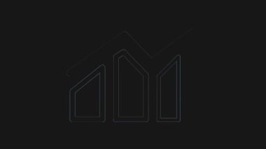 Hareket grafik tarzında grafik simgesiyle yükselen iş büyüme çizgisi animasyonu, başarıyı ve mali ilerlemeyi simgeliyor