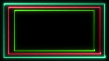 Soyut Yeşil Neon ışık dikdörtgeni çerçeve yükleme simgesi arka planı, 4k video animasyonu