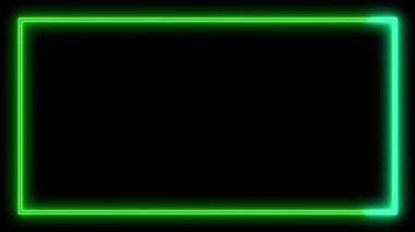 Soyut parlak neon ışıklı dikdörtgen çerçeve animasyonu 4k