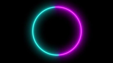 Neon ışık dairesi çerçeve yükleme simge arkaplan canlandırması retro biçimi 4k video animasyonu