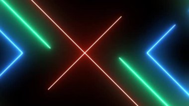 Fütüristik çizgilerde soyut uçuş duvarları, dikişsiz döngü 4k arka plan, floresan ışık, yeşil kireç lazer hatları, geometrik sonsuz tünel, mavi yeşil spektrum, 3d render 4k