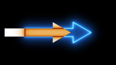 Pembe ışık sinyalinin Neon işareti Arrows Animasyonu ve merkezden yayılan siyah bir arka plan. Haber gibi çeşitli ortamlar oluşturmak için kullanılabilir