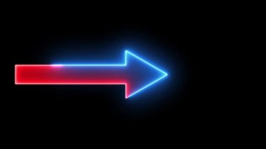 Yönsel neon ok çizgisi sarı renkli animasyon. Ok simgesi siyah arkaplan 4k video