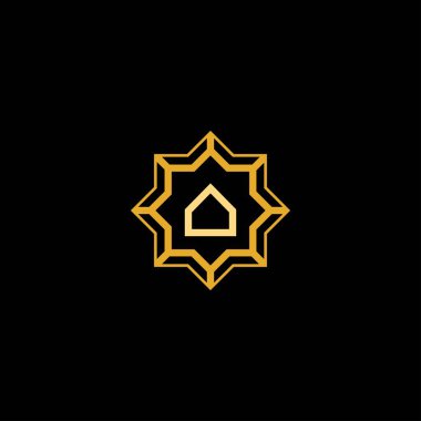 Cami logosu. Bu bir minimalist cami logosu, yedi kubbesi var, zarif görünmesi için dizayn edilmiş..