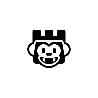 Maymun Kalesi Logosu. Bu logo, bir maymun ve şatonun komik bir kombinasyonu, oyun alanları ile ilgili işler için uygundur..