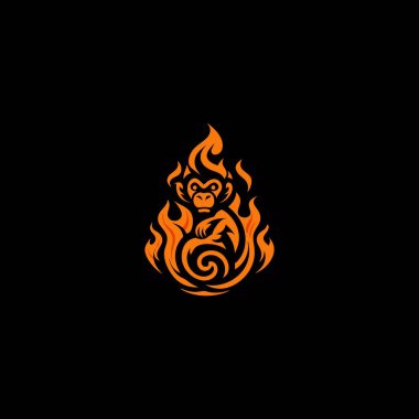 Burning Monkey Logo. Logo of a burning monkey sitting focused, the logo radiates the development of imagination and play  clipart