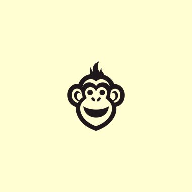 Maymun Gülümseyen Logo. Basit, modern, unutulmaz ve çok işlevsel maymun kafası sembolü. Her iş için harika olurdu, oyuncaklar, ebeveynlik, anaokulu, vs..