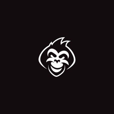 Iconic Monkey Head logosu. Yaratıcı ve eşsiz stil ikonik maymun kafası logosu.