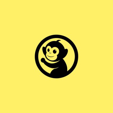 Küçük Maymun Logosu. Küçük şirin maymunun logo tasarımı.