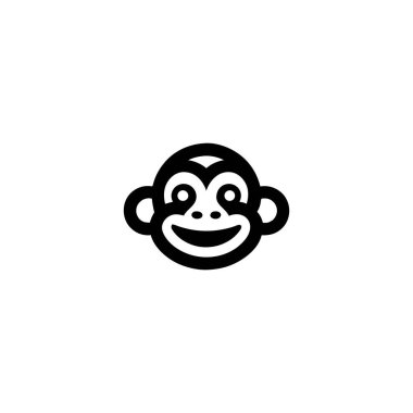 Mutlu Maymun Logosu. Markan için eşsiz, yaratıcı ve minimalist mutlu maymun sembolü..