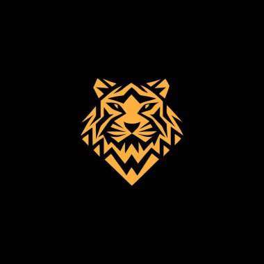 Geometrik Kaplan Logosu. Logo, geometrik stilize edilmiş bir kaplan kafası profilini gösteriyor..