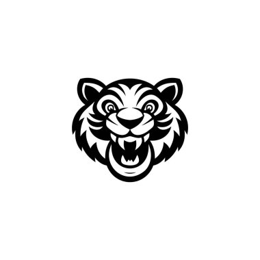 Mutlu Kaplan Logosu. Modern bir şirket için mükemmel bir kaplan logosu tasarımı uygula. Kaplan sembolü güç, korkusuzluk ve askeri cesaret anlamına gelir.