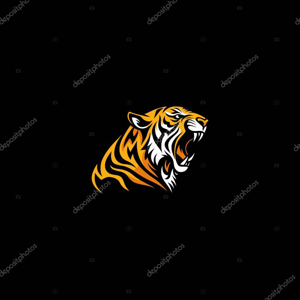 Roaring Tiger Logo. Roaring tiger design. Energetic and high contrast design. The logo uses one flat color which guarantees excellent and reliable reproduction across any print media.