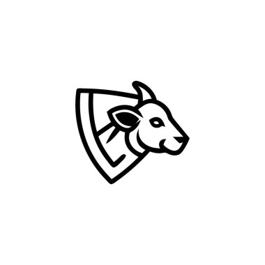 Cow And Sheep Farm Logo. Cow and sheep farm logo is designed with lines forming a cow head and sheep head from a profile view, in a black color, creating a cow and sheep farm logo. clipart