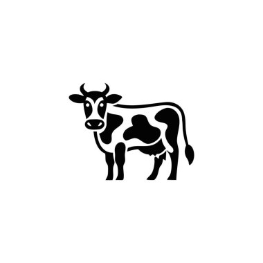 Minimalist İnek Logosu. Minimalist inek logosu tasarımı, inek / sığır / süt ürünleri işi için mükemmel..