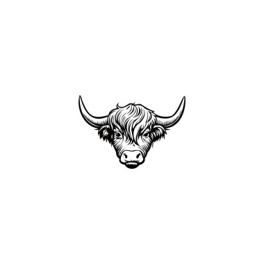 Highland Sığır Boğa Logosu. Yaratıcı Bison logosu tasarımı. Benzersiz ve modern stili olan bizon logosu. logoyu hatırlamak kolay ve çeşitli ortamlara uygulamak kolay.