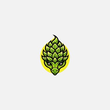 Pangolin Hops logosu. Benzersiz bir pangolin ve yaprak kombinasyonu olan bir logo.