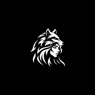 Sağlam adam Wolf Hat Logosu. Sağlam adam Wolf Hat Logosu. Minimum, temiz, şık, Katı Bayan Kurt Şapkası Logosu.