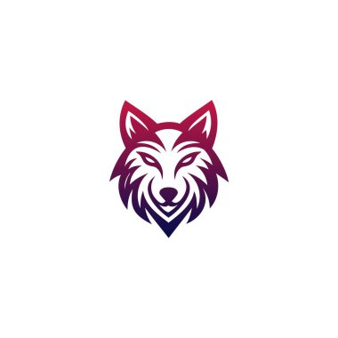 Wolf Logo. Sleek wolf head design features a big star on his forehead. clipart