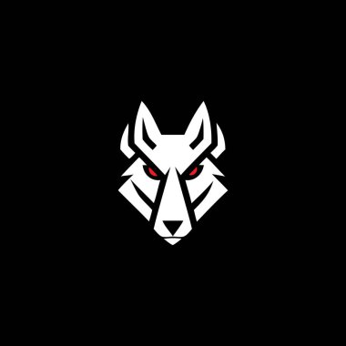 Wolf Head Logosu illüstrasyon tasarımında. Satılık kurt kafası logosu. Logo, basit ve minimalist görünümlü modern bir tarzda yapılmıştır..