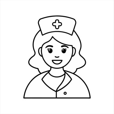 Hemşire boyama sayfası beyaz ve siyah sanat çizgisi