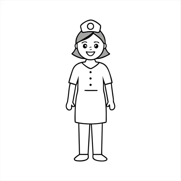 Hemşire boyama sayfası beyaz ve siyah sanat çizgisi