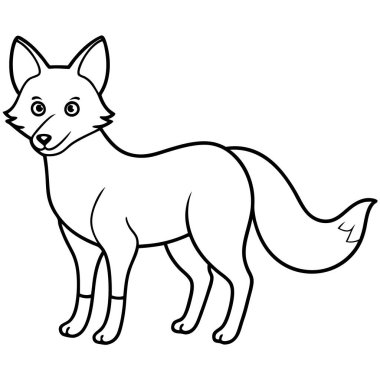  Beyaz arkaplanda tilki renklendirme sayfası satırı