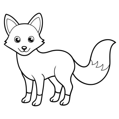  Beyaz arkaplanda tilki renklendirme sayfası satırı