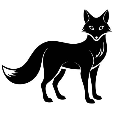 beyaz arkaplanda tilki silueti vektörü