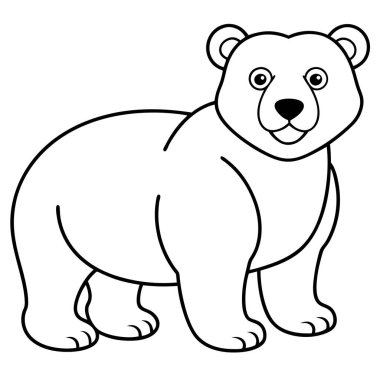 beyaz arkaplanda ayı boyama sayfası satırı