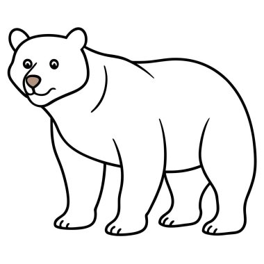 beyaz arkaplanda ayı boyama sayfası satırı