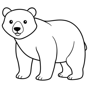 beyaz arkaplanda ayı boyama sayfası satırı