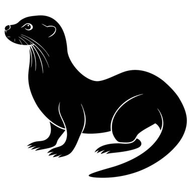  Beyaz arkaplanda su samuru baş silueti vektörü 