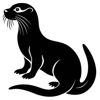  Beyaz arkaplanda su samuru baş silueti vektörü 