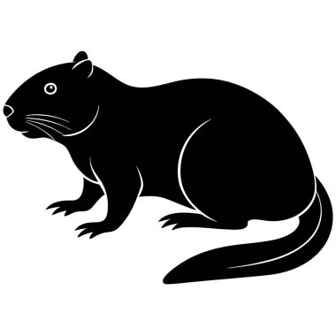 Beyaz arkaplanda kunduz başlı siluet vektörü