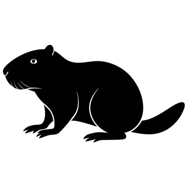 Beyaz arkaplanda kunduz başlı siluet vektörü